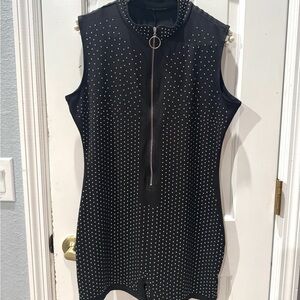 Black Sleeveless Dress with Silver Studs